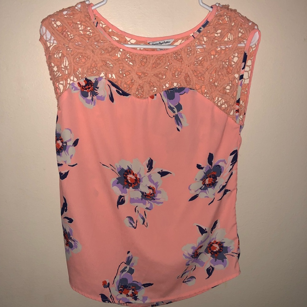 Pink Floral Shirt- American Eagle